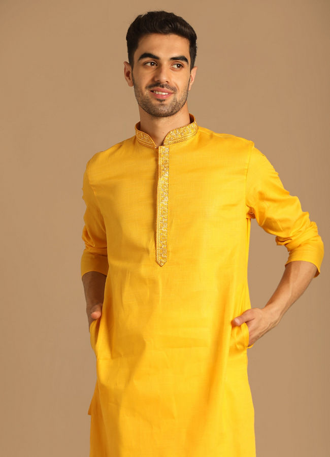 Contemporary Yellow Kurta Pajama image number 0